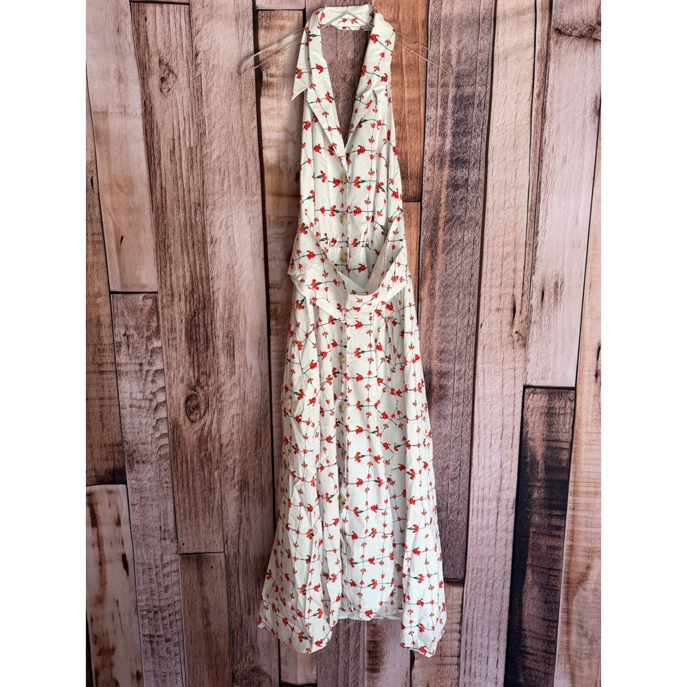 Hutch Alessia Sleeveless Halter Midi Dress Cherry Blossom Anthropologie Size XL